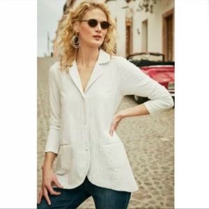 Soft Surroundings Pippa Striped Blazer Lagenlook Light Academia Minimalist